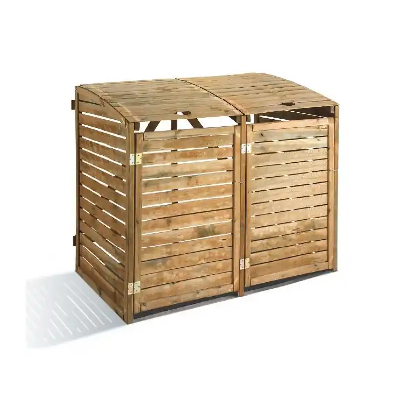 Cache poubelle First double en bois 1366L Jardipolys