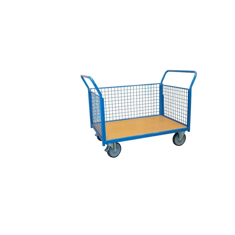 Chariot modulaire 500 kg habillage grillagé 2 dossiers 1 ridelle 1000x