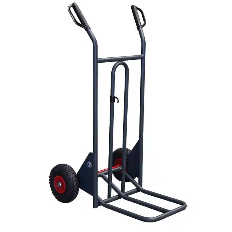 Diable basculement assisté poignées garde 350 kg bavette repliable rou