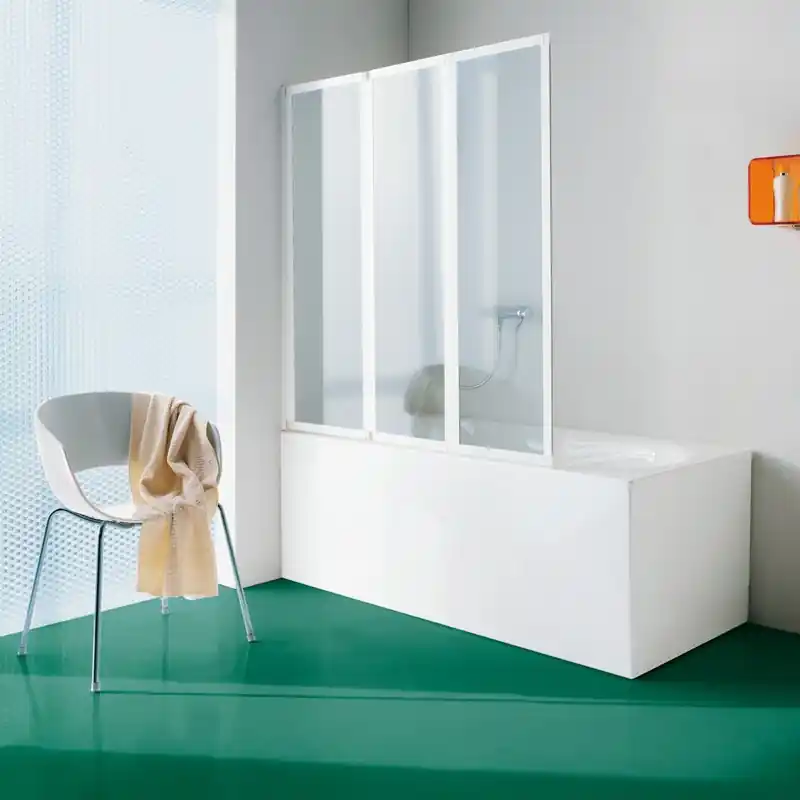 Pare-bain trois panneaux repliables 137-139cm Ht135cm profilé blanc B1