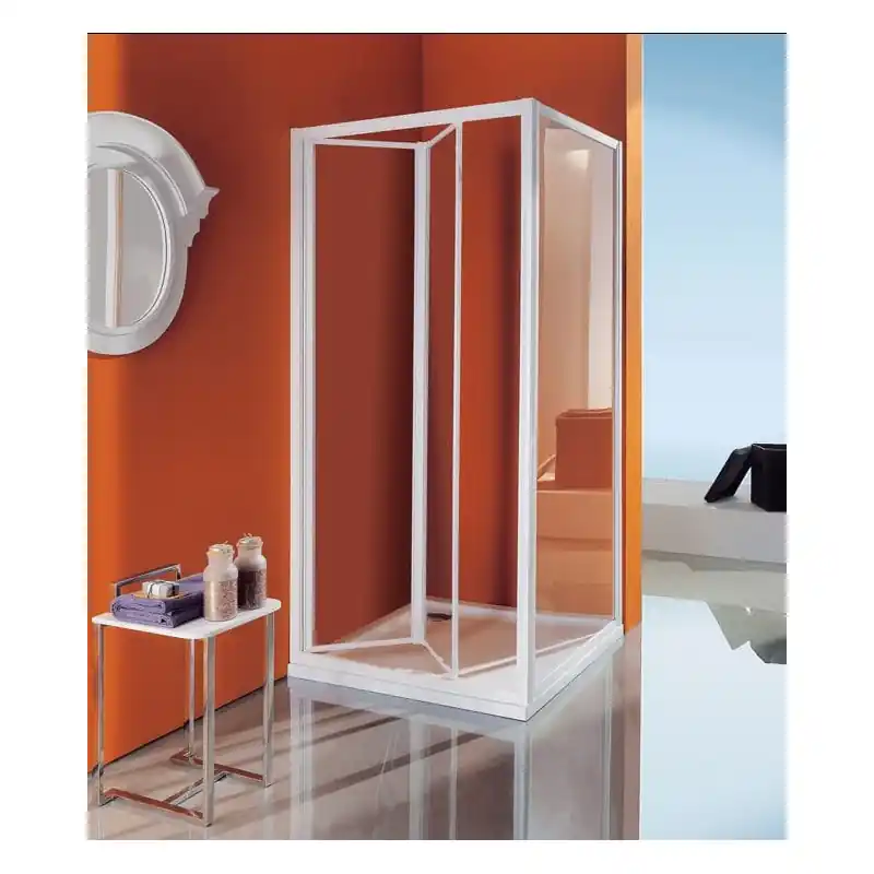 Porte de douche pliante 73 77 cm profilés blanc verre transparent CIAO