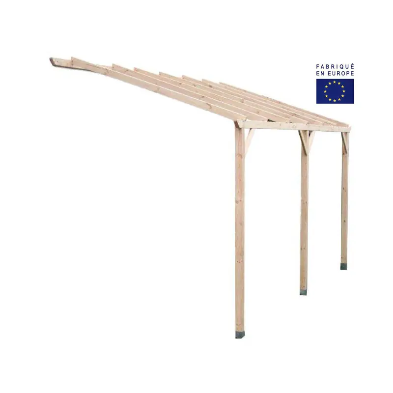 Carport mural pergola adossable autoclavé sans couverture surface 15 m