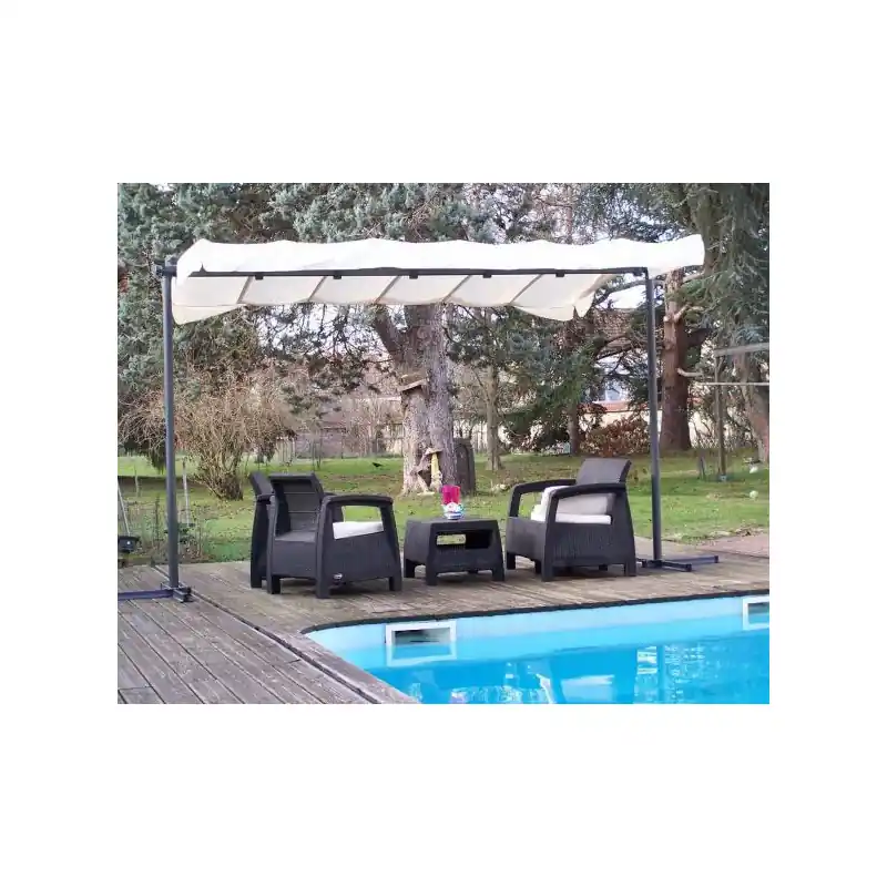 Pergola 360x250m gris anthracite 9m2 toile pivotante extensible 200g/m