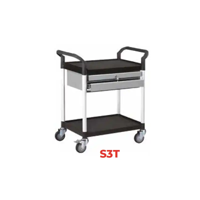 Servante 250 kg 3 plat. 680x450 2 tiroirs S3T
