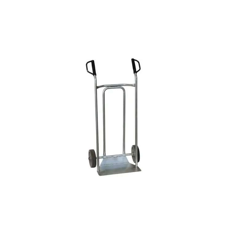 Diable 250 Kg inox bavette fixe roues Diam 200mm gris non tachant