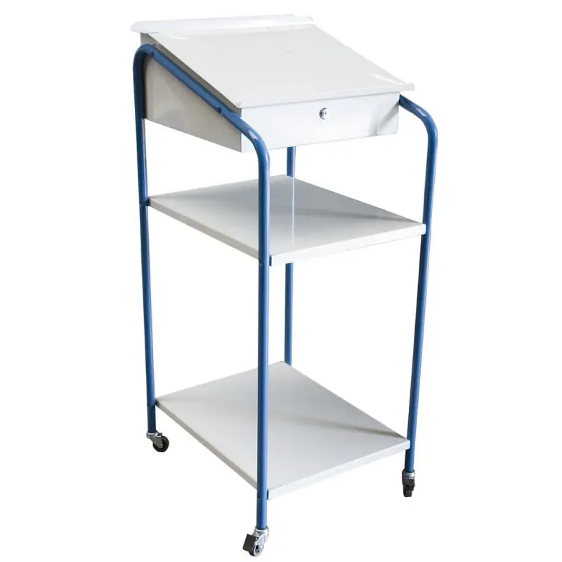Pupitre d‘atelier mobile 2 plateaux 4 roulettes Diam 50 mm