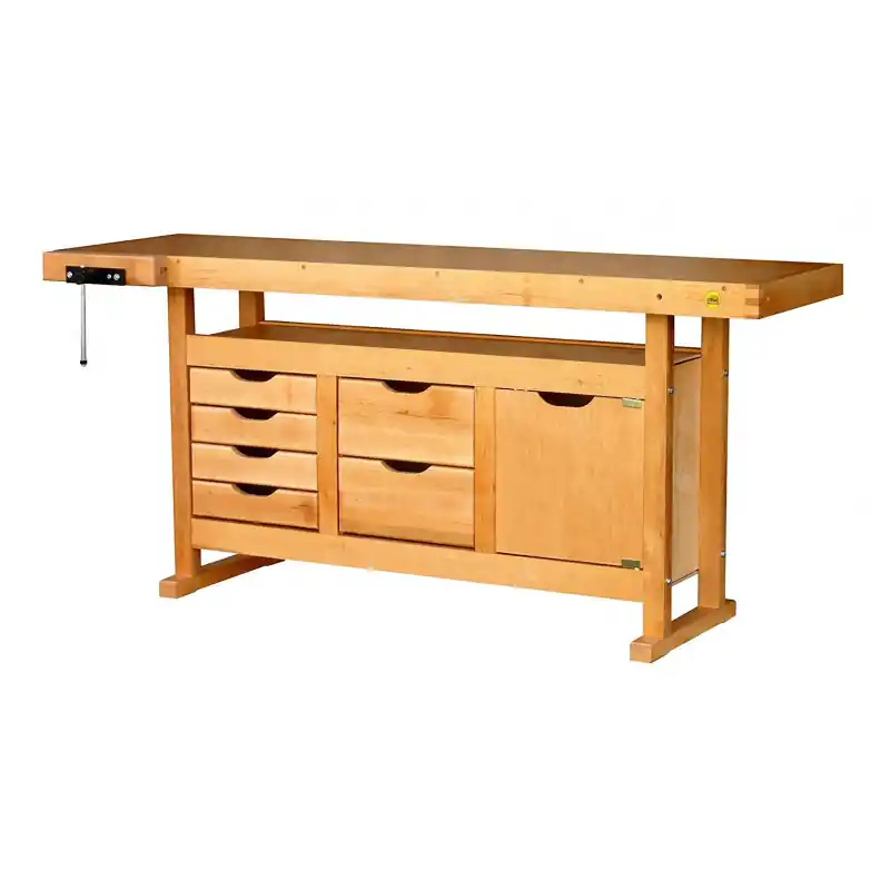 Etabli de menuisier bois 1,75m caisson 6 tiroirs et presse Outifrance