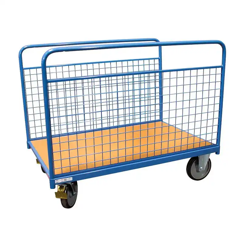 Chariot modulaire ridelle grillagé charge 500 kg 1200 x 800 mm roues r