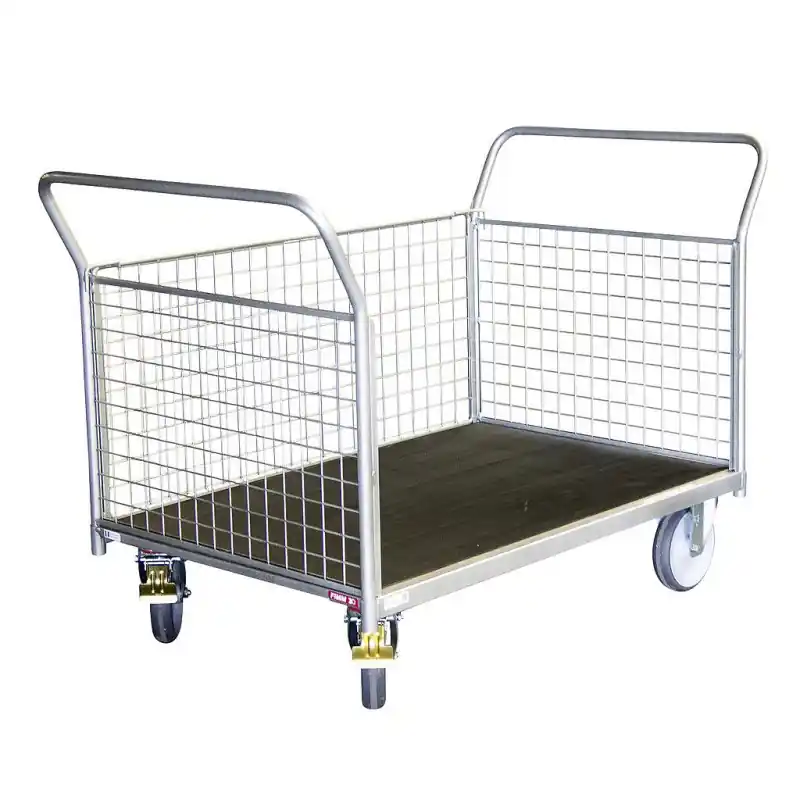Chariot modulaire habillage grillagé 500 kg 1000x700mm 2 dossiers et 1