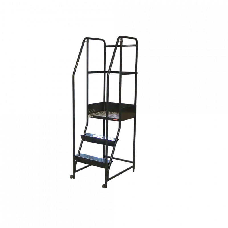 Escabeau roulant étroit charge 150 kg 3 marches Ht plateforme 760 mm