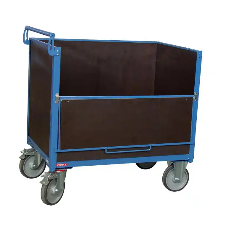 Chariot conteneur charge 500 kg 1200 x 800 mm (640 L) sans toit