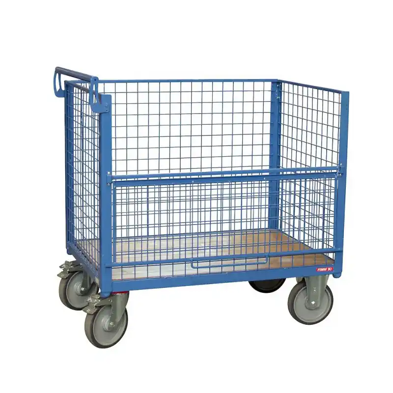 Chariot conteneur grillagé charge 500 kg 1200 x 800 mm (640 L) sans to