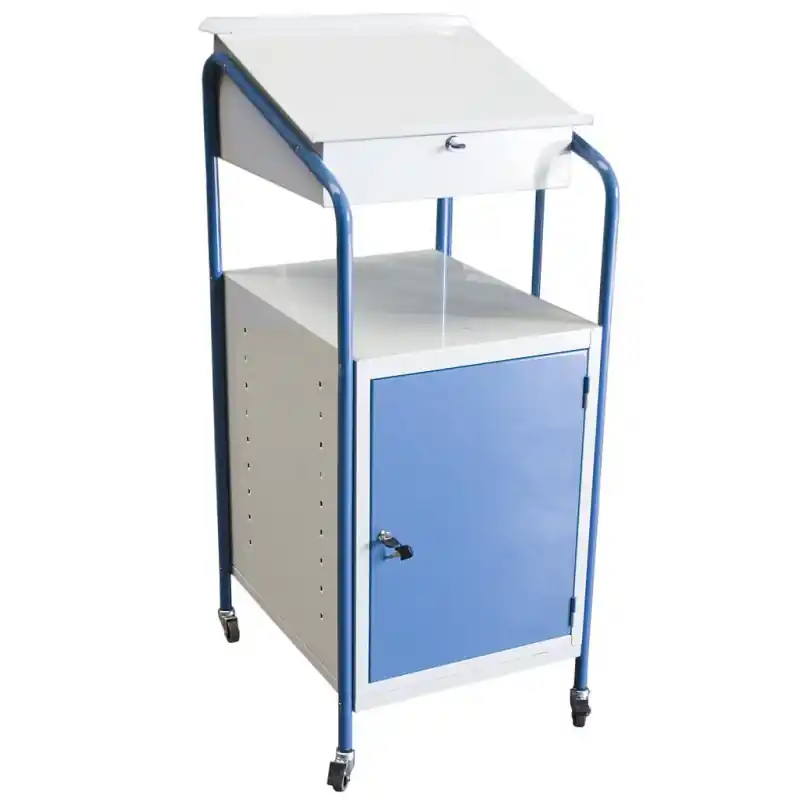 Pupitre d‘atelier mobile 1 bloc porte 4 roulettes Diam 50mm 1 étagère