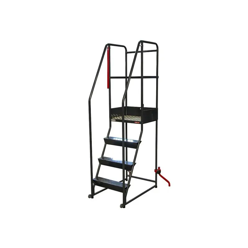 Escabeau roulant étroit charge 150 kg 4 marches Ht plateforme 1010 mm