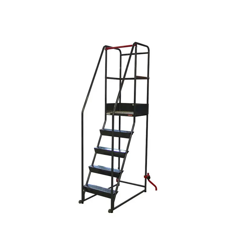 Escabeau roulant étroit charge 150 kg 5 marches Ht plateforme 1260 mm