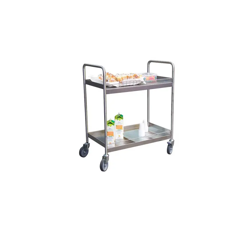 Servante inox charge 300 kg 304 L 2 plateaux 835 x 422 mm Diam roues 1