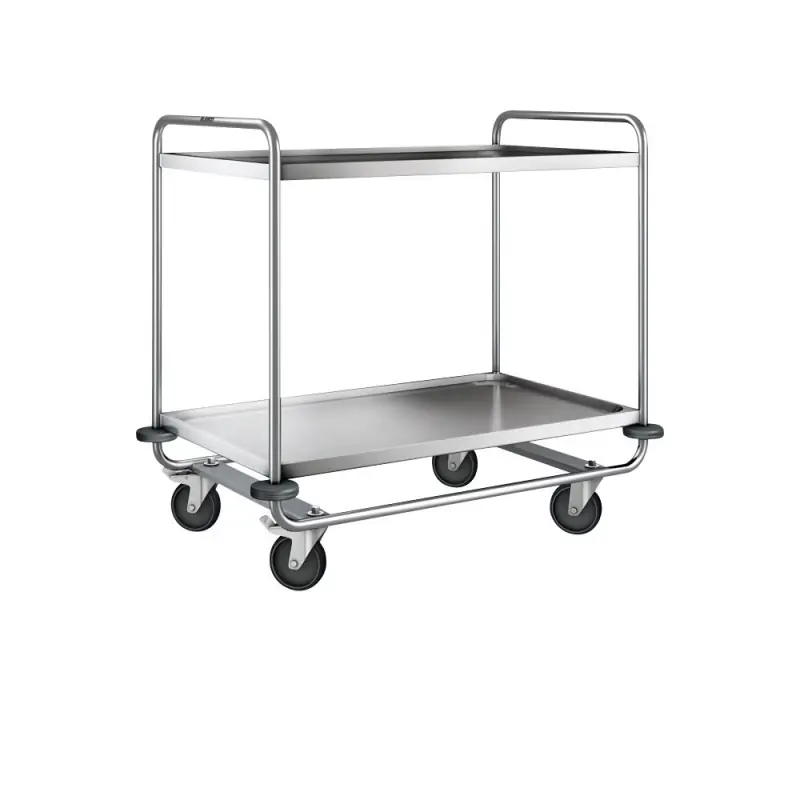 Servante inox charge 160 kg 2 plateaux 1000 x 600 mm Diam roues 125 mm
