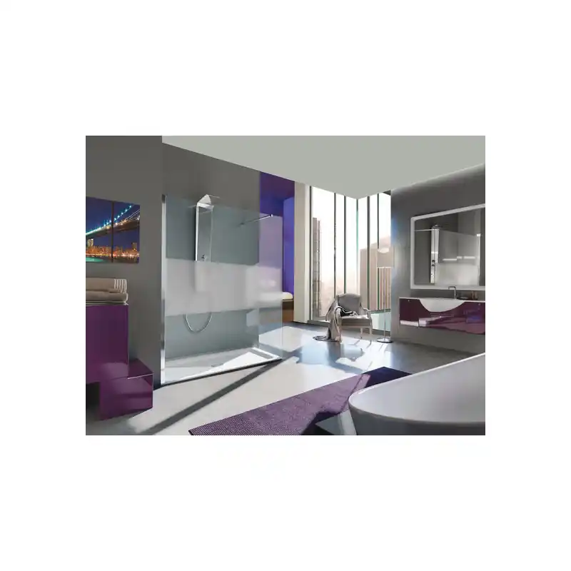 Paroi douche d‘angle rectangulaire 118-120cm fixe sérigraphiée Open Si