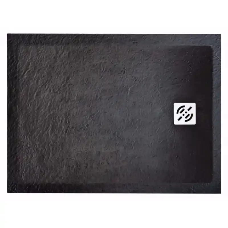 Receveur de douche rectangle anti-glisse 140 x 90 cm Noir STONE