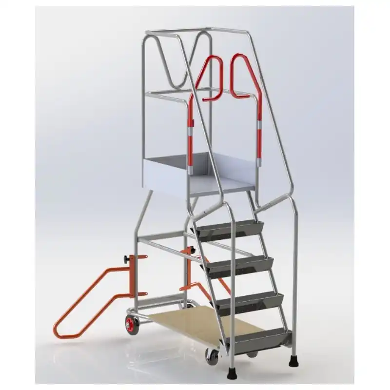 Escabeau rayonnage 5 marches à immobilisation automatique
