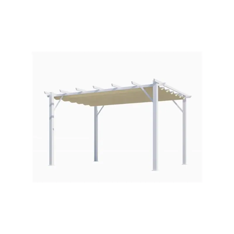 Pergola en aluminium blanc 100x100 mm ép12 mm toiture écru 12 m2 PER40