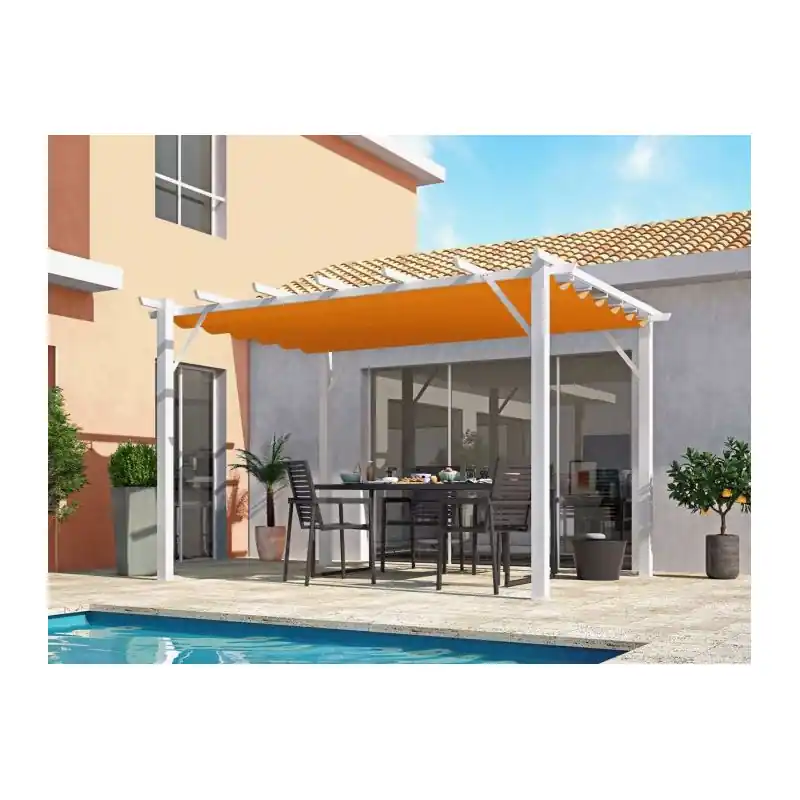 Pergola aluminium blanc 100x100 mm ép12 mm toiture rouille 140 gr/m2 P