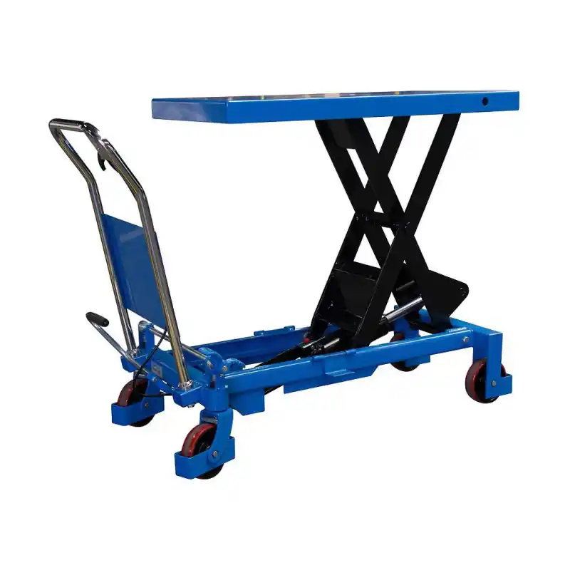 Table élévatrice manuelle simple ciseaux charge 800 kg Diam roues 127