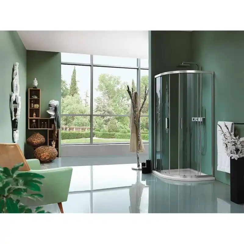 Paroi douche 1/4 rond ouverture centrale coulissante 87-89cm profilé b