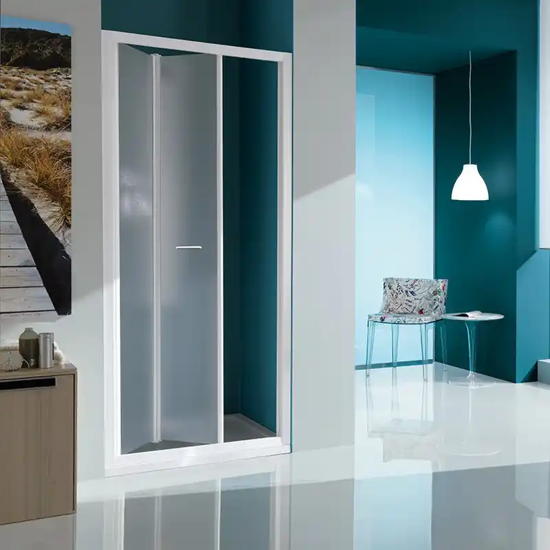 Porte douche pliante 96 102 cm profilés chromé brillantVerre transpare