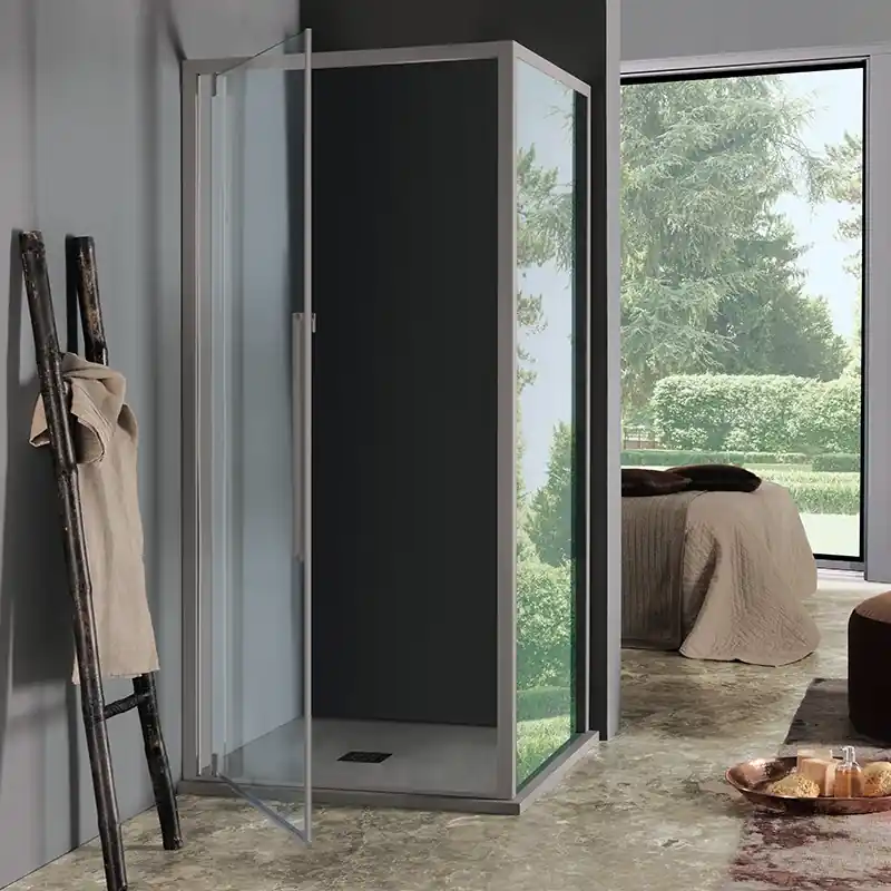 Porte douche pivotante 87 91cm Profilés noir matVersion Droite ACRUX