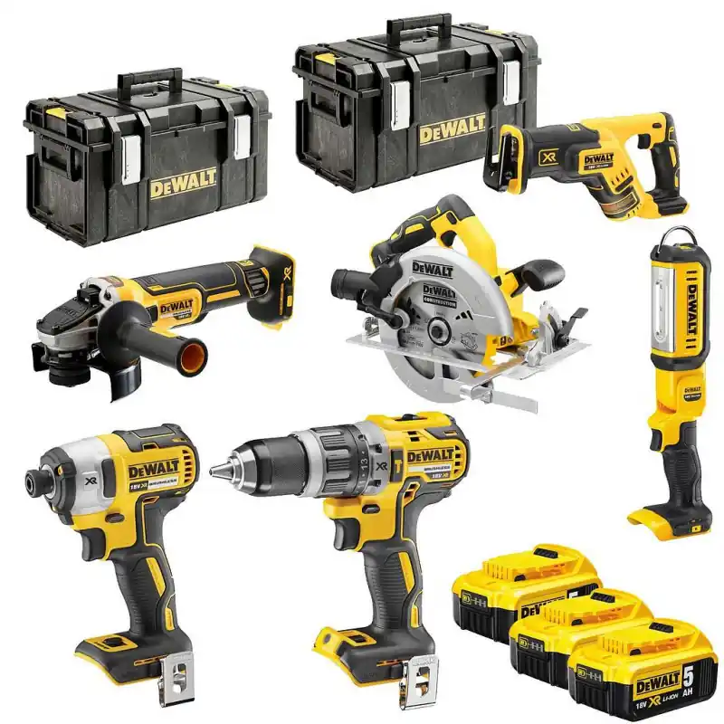 Pack de 6 outils 18V XR Li-Ion (3x5Ah) avec coffret Tough System DCK62