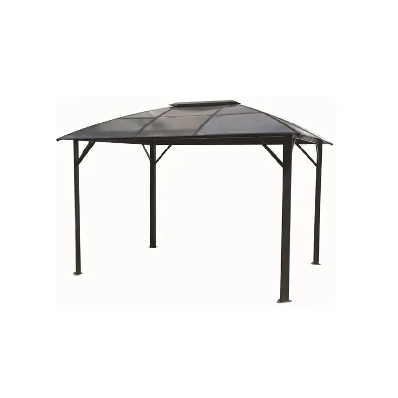 Gloriette 4 pentes en Aluminium avec rideaux gris anthracite GL3630AL