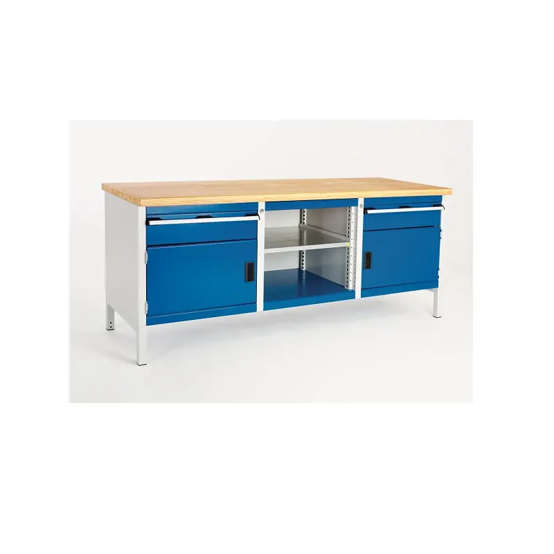 Établi Monobloc (L 2000mm-Plateau Hêtre) 2 tiroirs2compartiments et 2