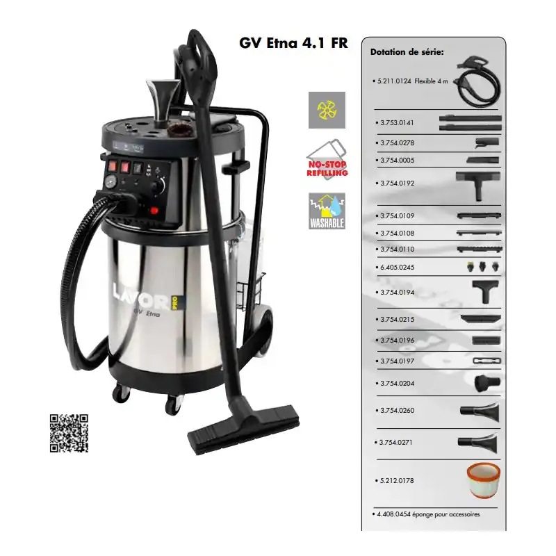 Générateur vapeur aspirante en inox 5L 3000W 7bar avec accessoires GV