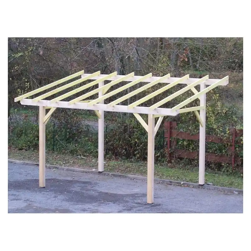 Carport bois monopente mural avec préparation couverture 3x362m AV3350