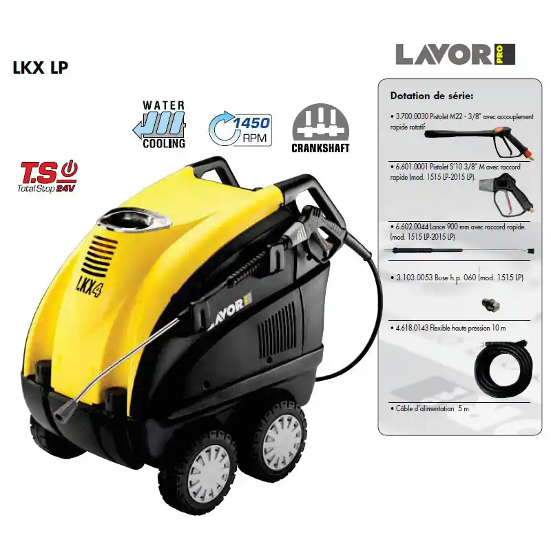 Nettoyeur haute pression eau chaude 5500W 150 Bars 900L/h sans enroule