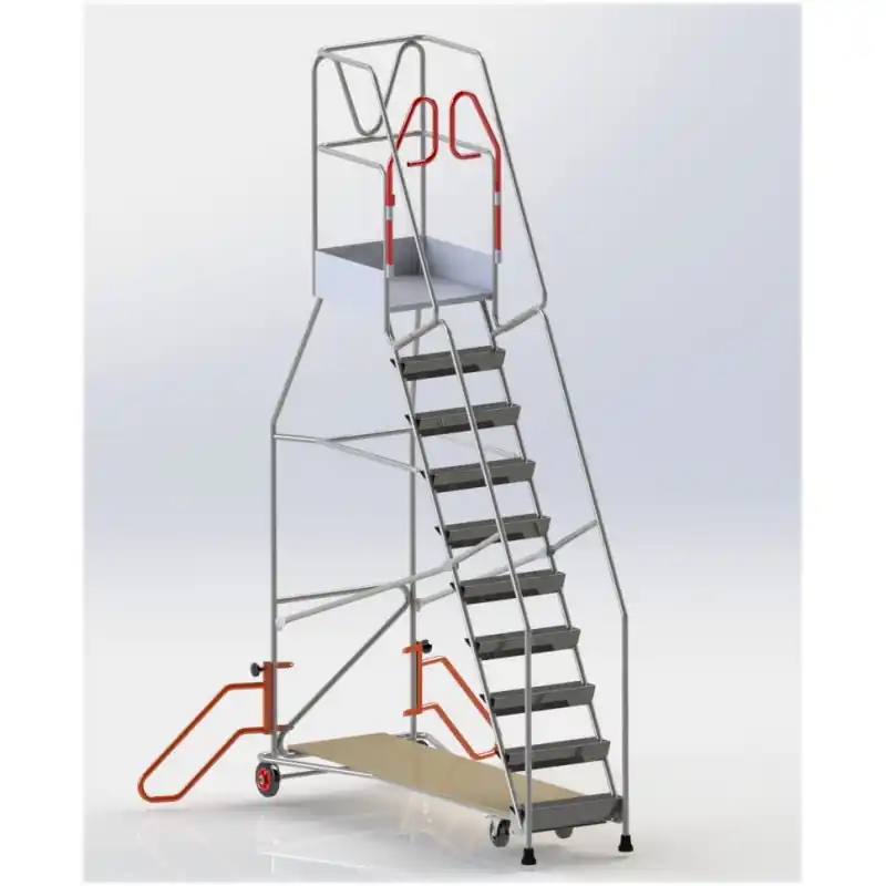 Escabeau roulant immobilisation automatique charge 150 kg 13 marches H