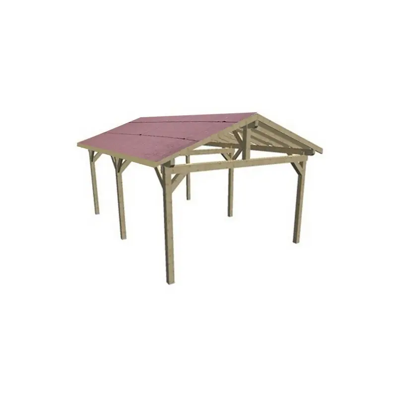 Carport double pente 28,44 m² bardeau bitumé en rouleau KA4563BM