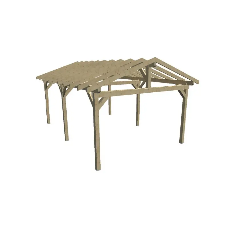 Carport double pente 2844 m² avec préparation pour couverture KA4563ST