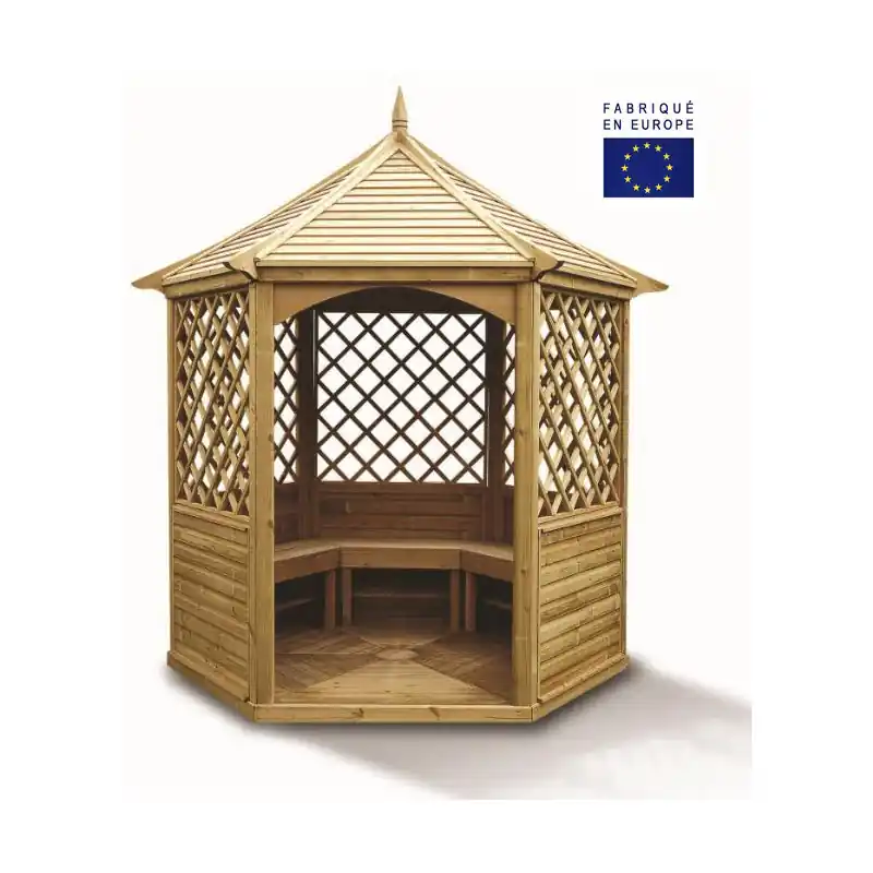 Pavillon hexagonal élégant toiture bois surface extérieure 730 m2 KIA2