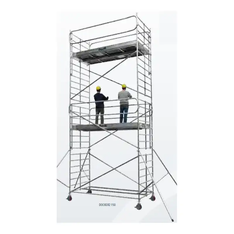 Echafaudage roulant aluminium Long 254 m Haut plancher 490 m Docker2 1