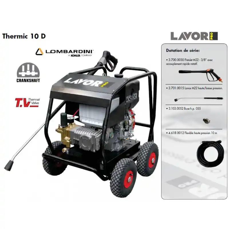 Nettoyeur haute pression thermique 180 Bars 1020L/h Thermic 10 D