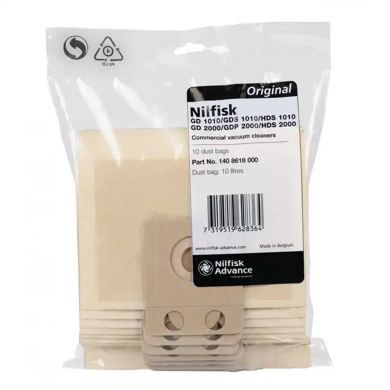 10 sacs 10L pour aspirateurs nilfisk Nilfisk