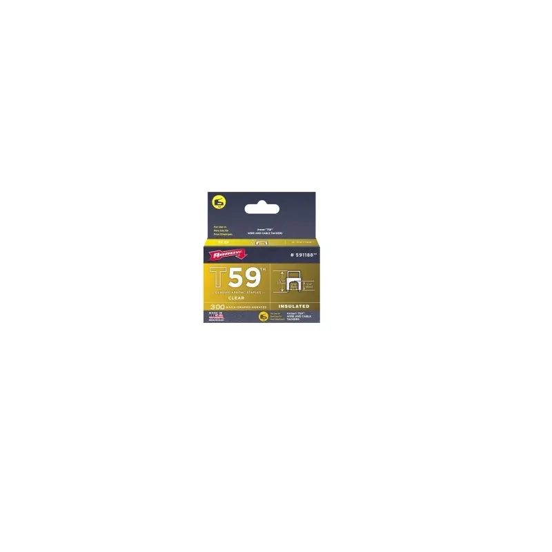 Boite de 300 Agrafes cavaliers isolés 17mm pour cables D8mm T59 Arrow
