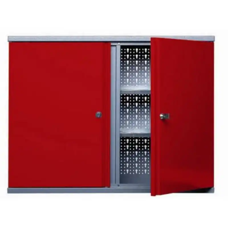 Armoire murale 2 portes 4 étagères 80x60x20cm rouge Kupper