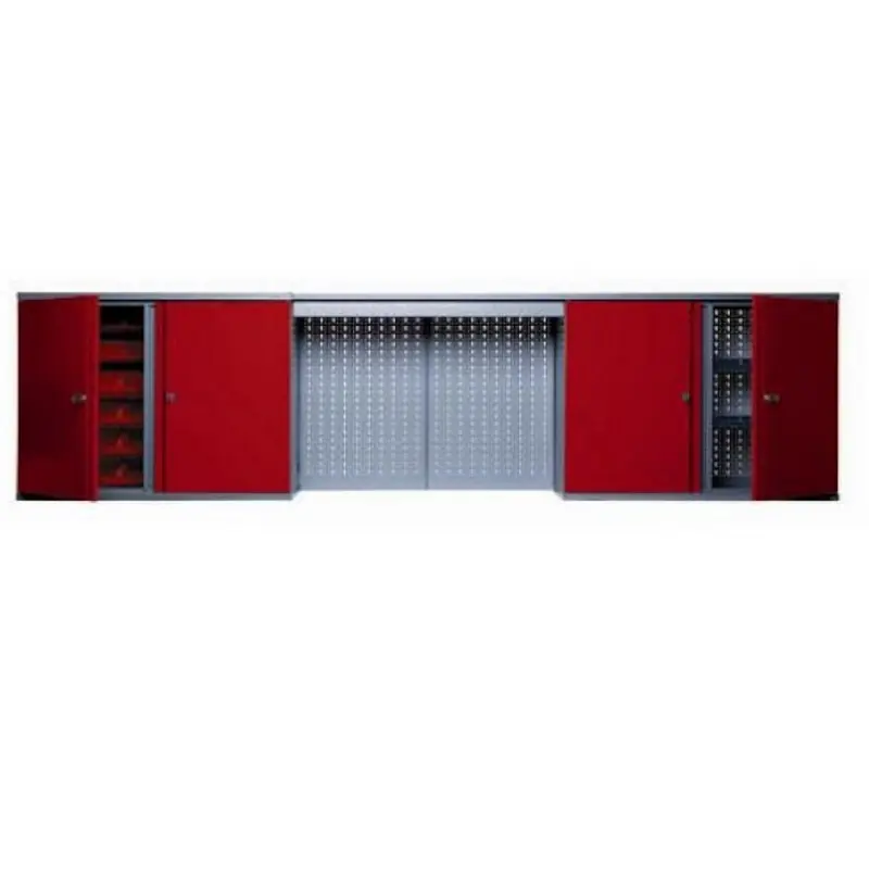 Armoire murale 4 portes 4 étagères 36 rangements rouge Kupper