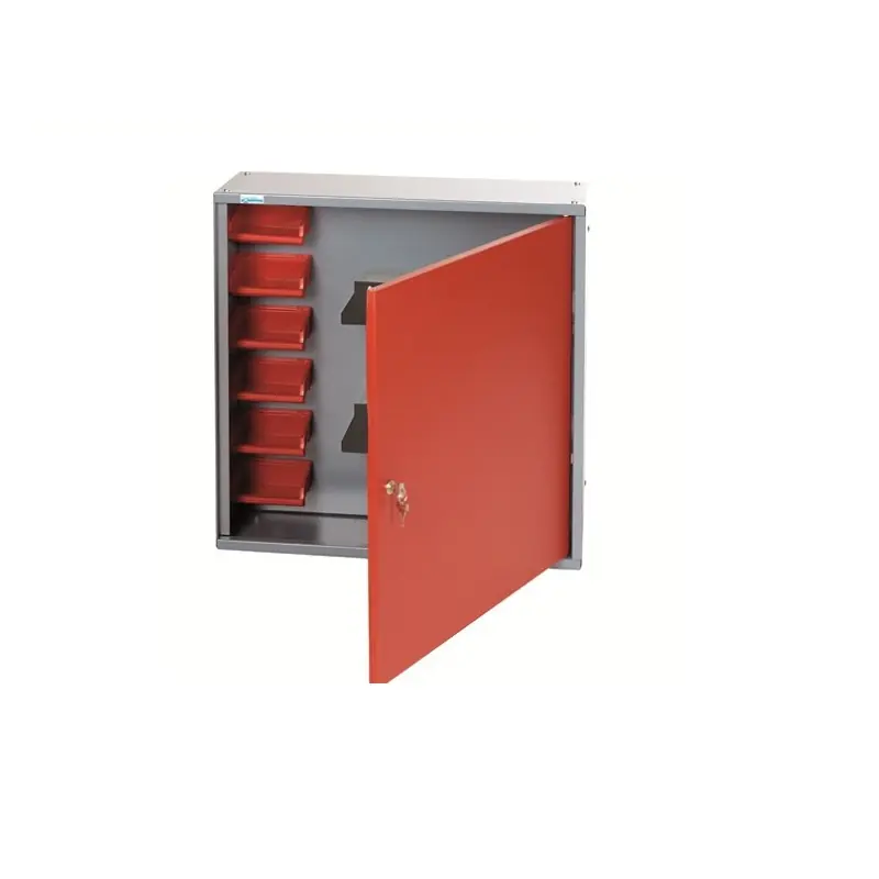 Armoire murale 1 porte 2 étagères 6 rangements L60cm rouge Kupper