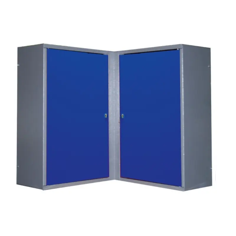Armoire murale d’angle bleu marine 2 portes 4 étagères Kupper