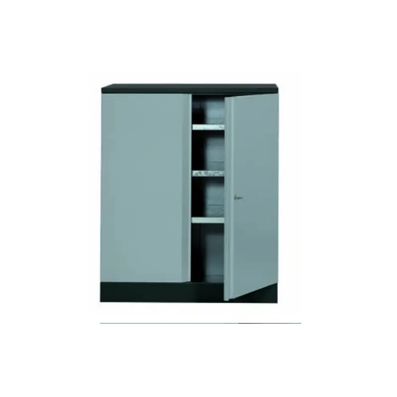 Armoire 2 portes 3 étagères 91x110x45cm gris Kupper