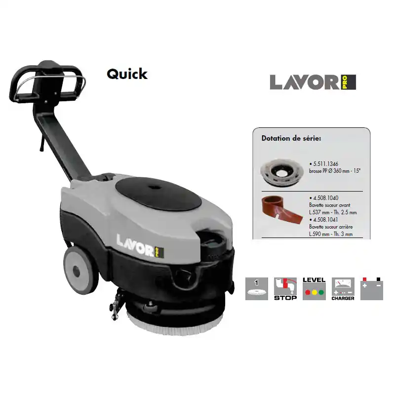 Autolaveuse compacte Quick 36E 460mm 370W 1260m2/h Lavor Pro